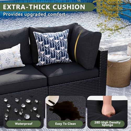 Aoxun 7 Piece Patio Furniture Set Wicker Rattan Patio Sectional Sofa Set Outdoor Seating Furniture with Thickened Cushion, Grey