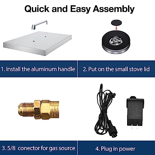 Double Grilling Side Burners for Outdoor Kitchen, 2 * 15,000BTU Liquid Propane Burners, Duty Heavy 304 Stainless Steel, with Natural Gas Kit