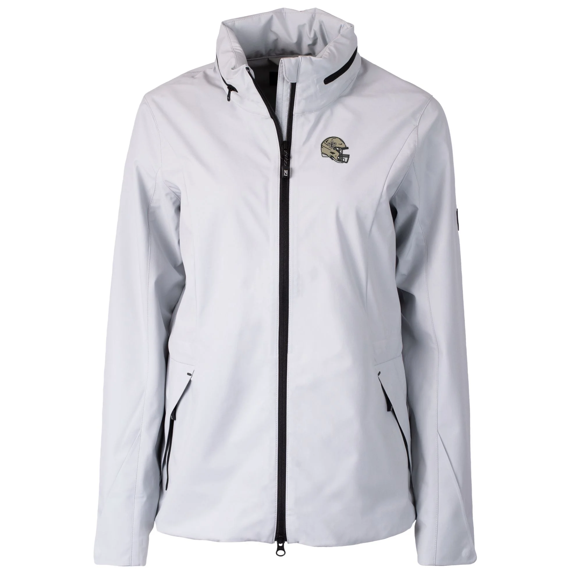 Women's Cutter & Buck  Gray New Orleans Saints Helmet Logo Vapor Water Repellent Stretch Full-Zip Rain Jacket