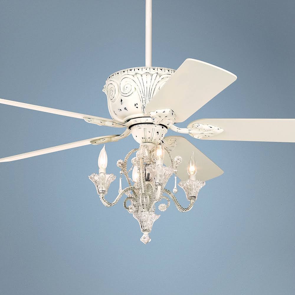 52x22 Casa DeVille White Ceiling Fan with Pull Chain LED Kit