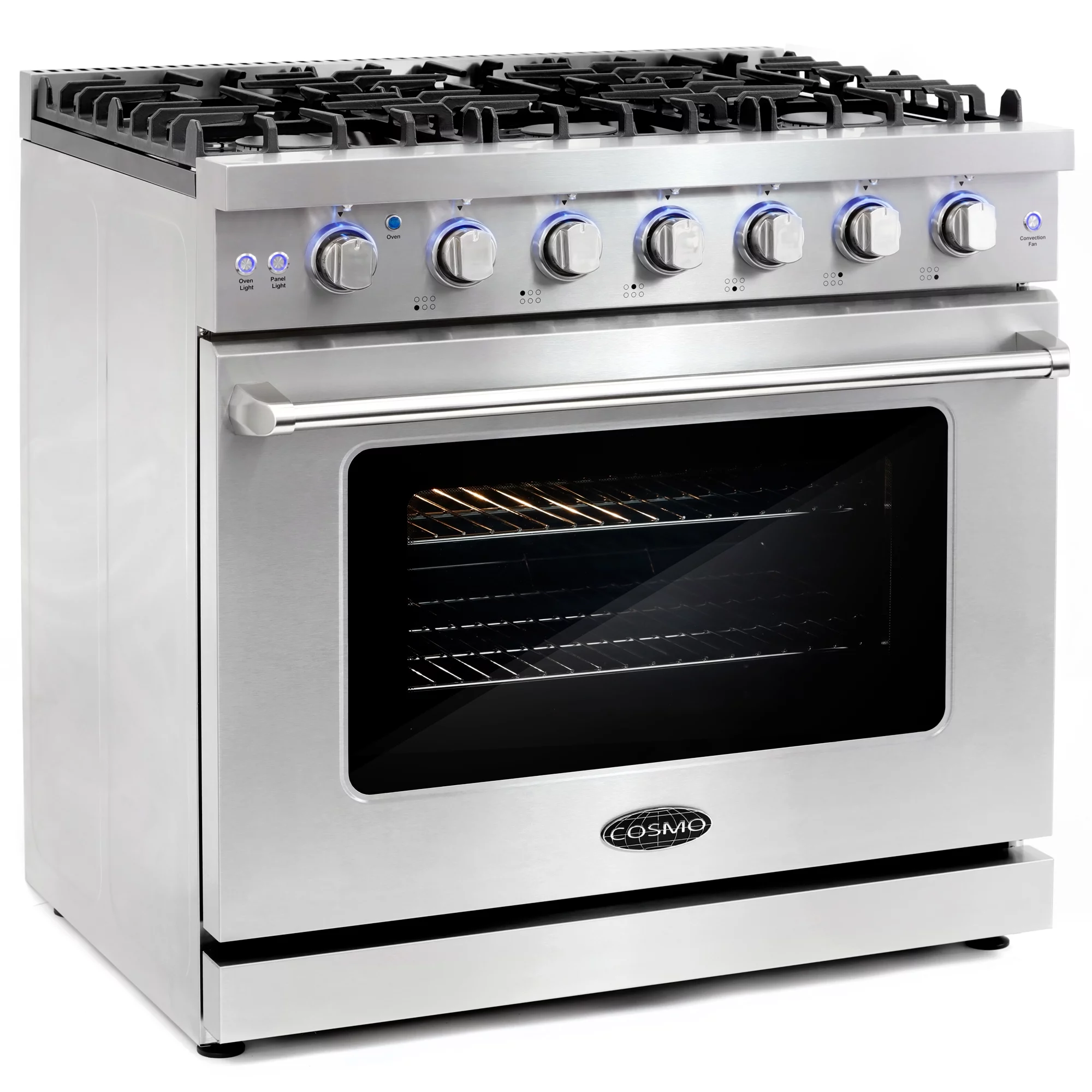Cosmo 3 Piece Kitchen Appliance Packages with 36" Freestanding Gas Range Kitchen Stove 36" Wall Mount Range Hood & 24" Built-in Fully Integrated