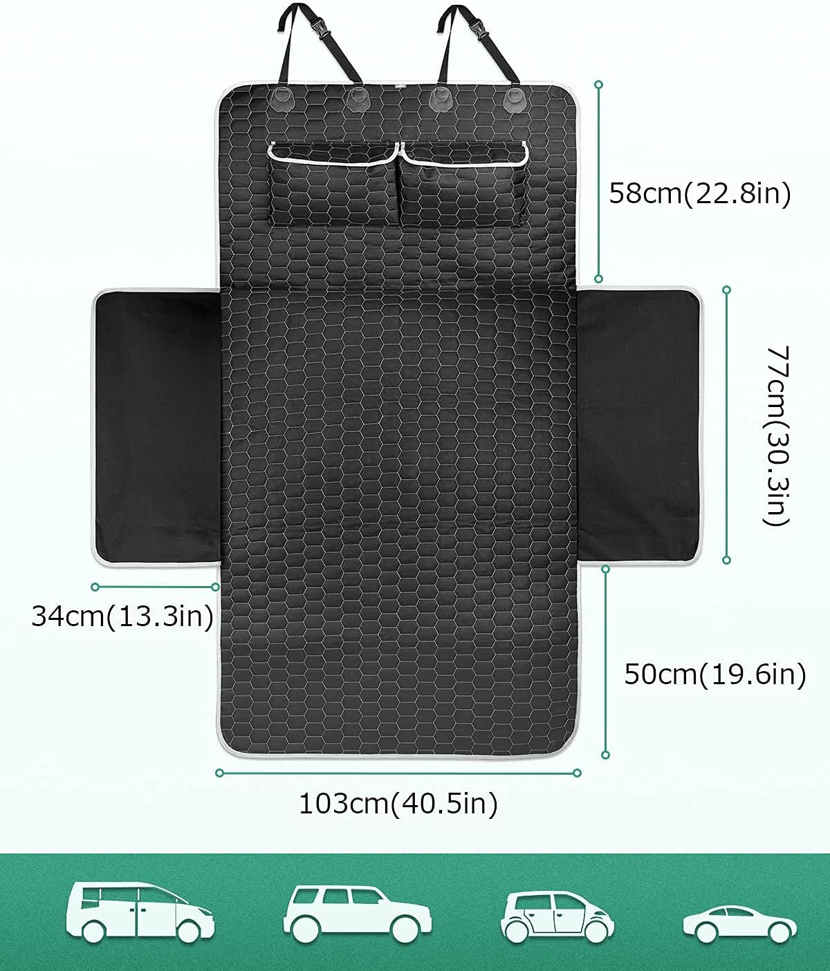 Oasser SUV Cargo Liner for Dogs, Waterproof Cargo Cover Pet Trunk Mat with Bumper Flap Protector 2 Large Pockets