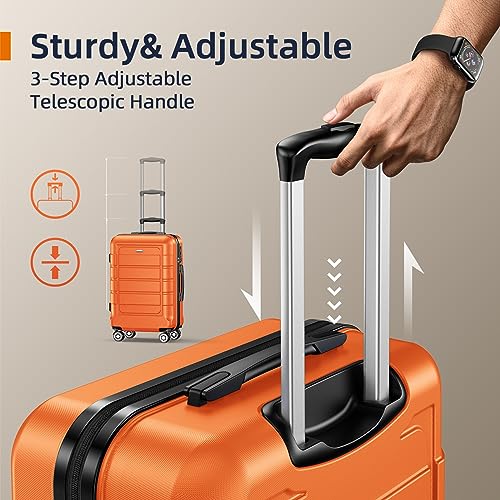 SHOWKOO Luggage Sets Expandable PC+ABS Durable Suitcase Double Wheels TSA Lock Black