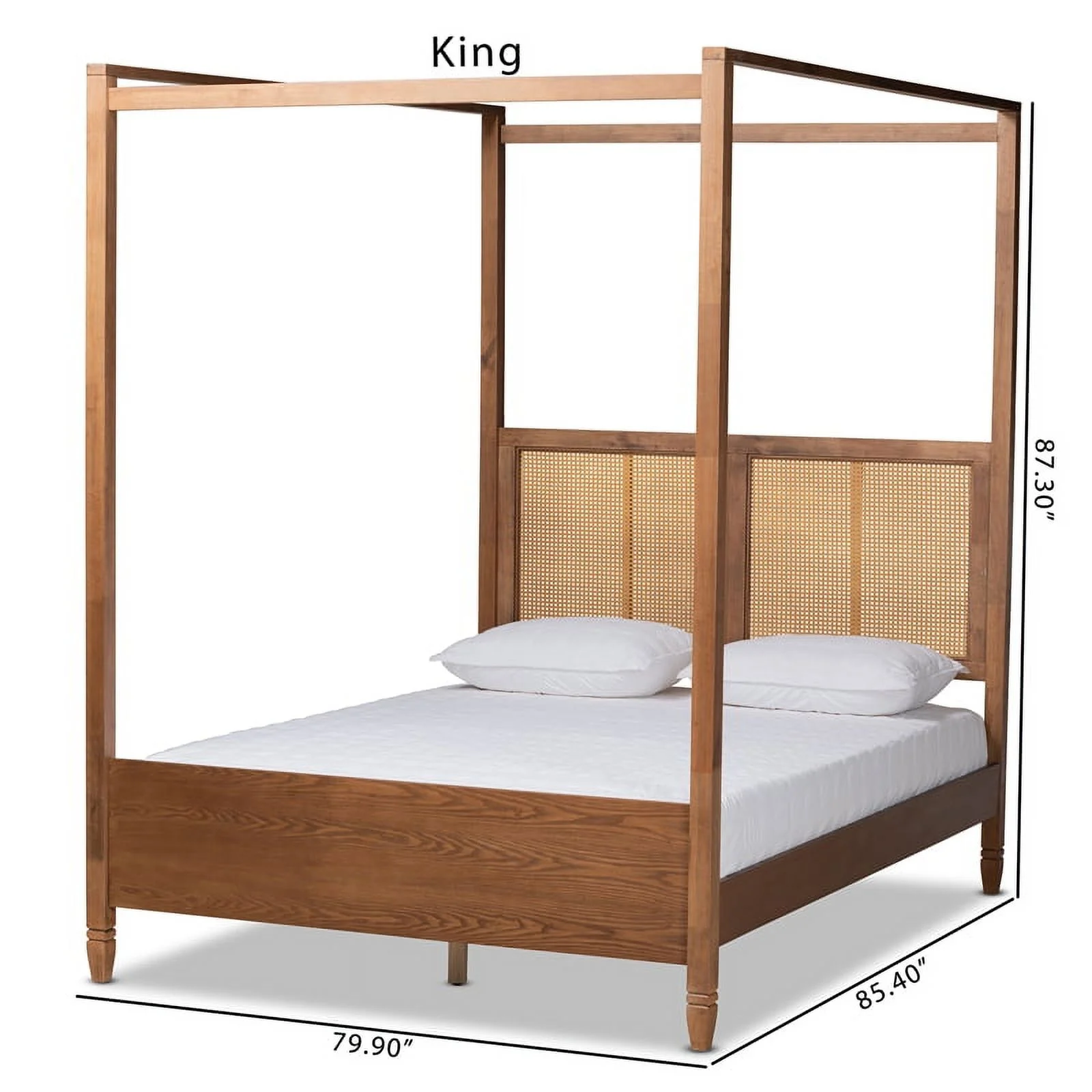 Bowery Hill Brown Finished Wood Queen Size Canopy Bed
