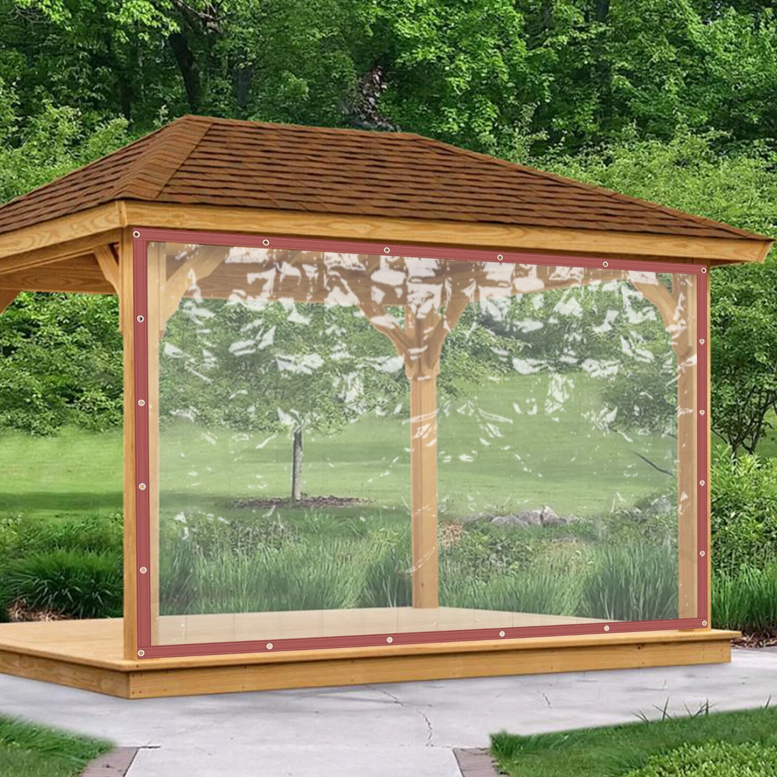 Water/Sun-proof Commercial Brown PVC Clear Awning Canopy Patio Roll Up Enclosure