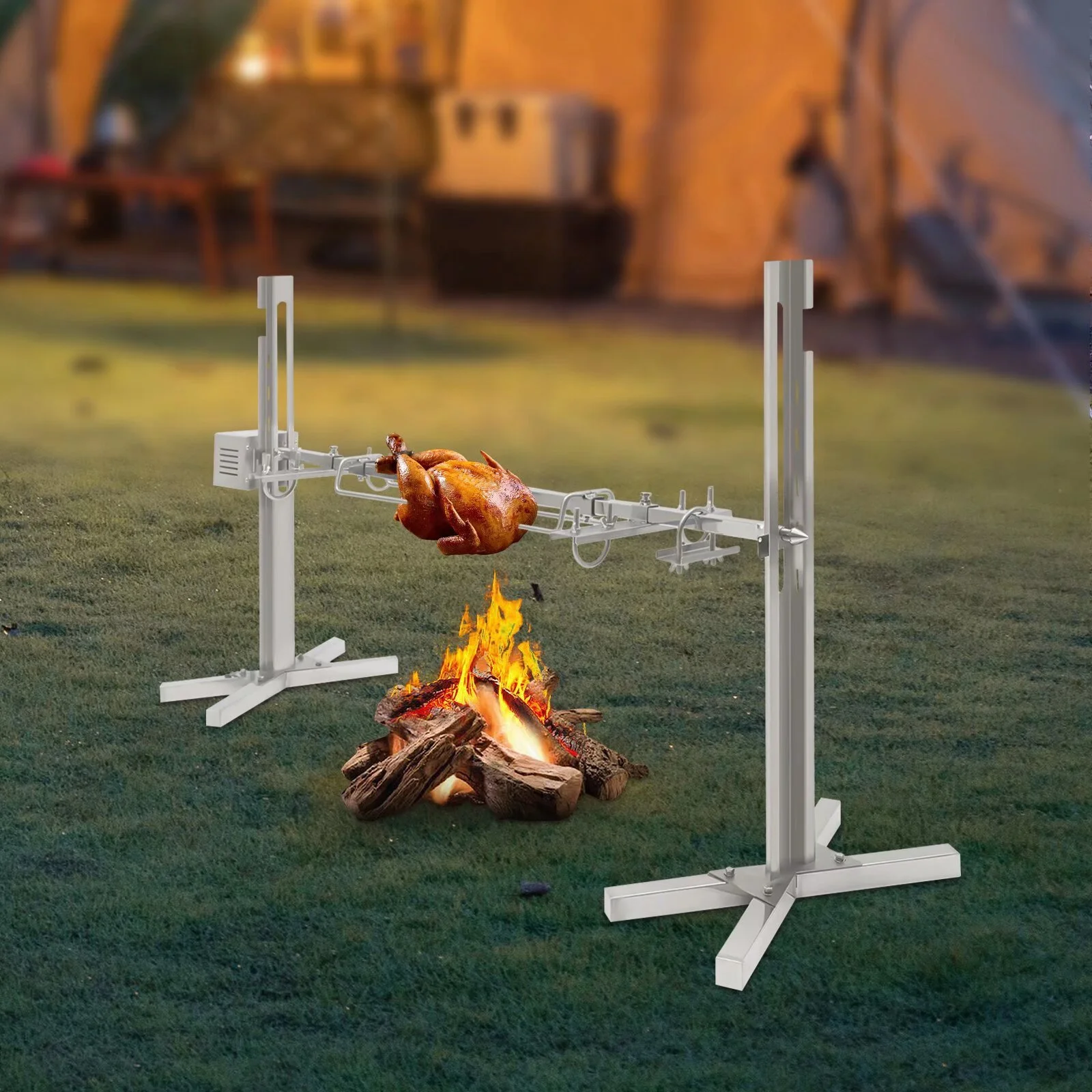 OUKANING 66lbs Large Grill Rotisserie Spit Roaster Rod Electric BBQ Chicken Pig Motor Kit