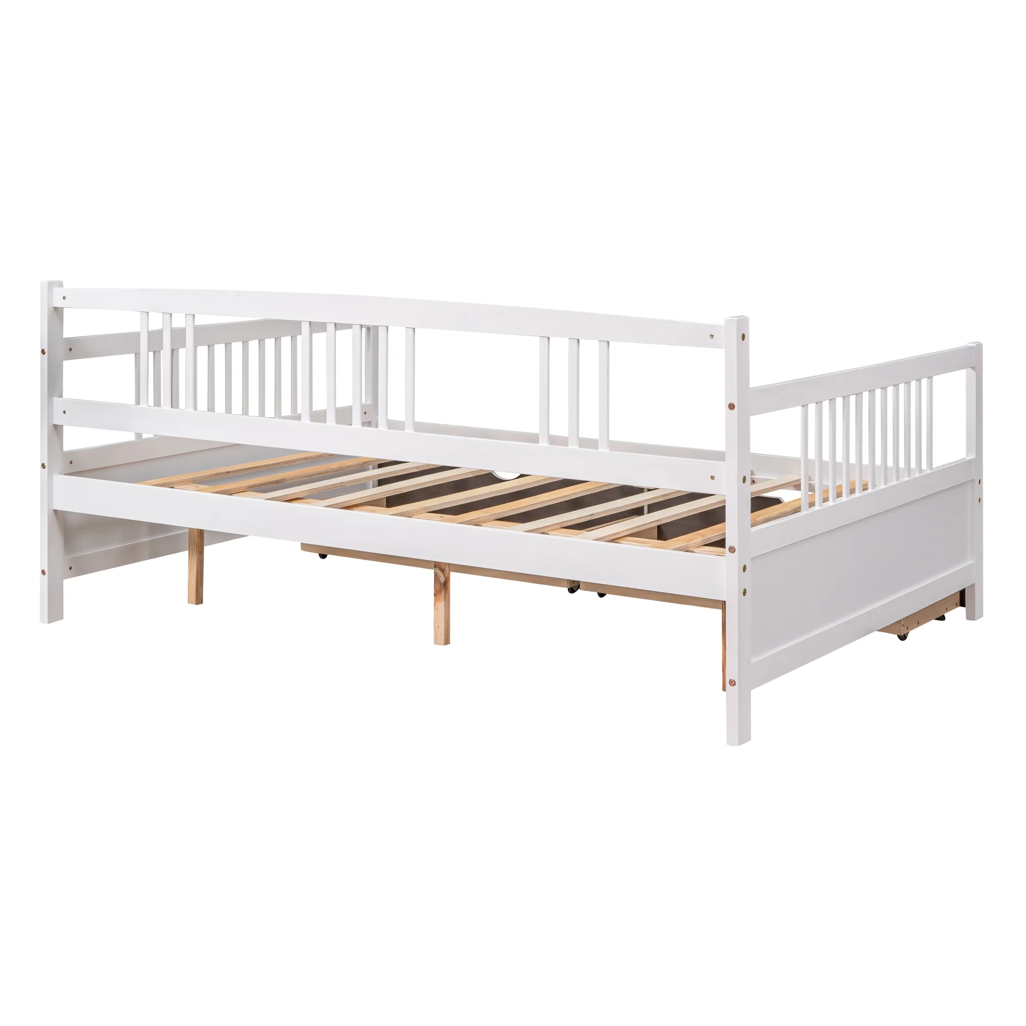 Gewnee Full Size Daybed with Two Storage Drawers,Wooden Sofa Bed for Kid's Bedroom,White