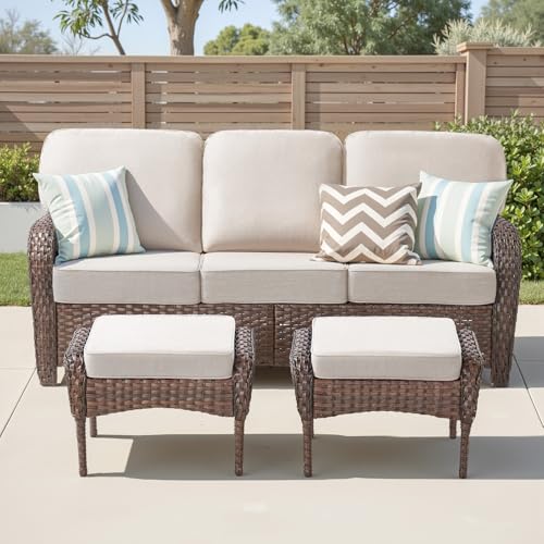 7 Pieces Outdoor Furniture Set with Swivel Chairs