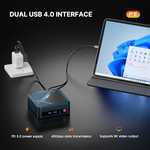 P5 Pro Mini PC, AMD Ryzen 7 6800H, 32GB DDR5 512GB SSD Mini Desktops Computer, Quad Display PC, Dual USB 4.0 & HDMI, 2.5G RJ45 LAN, Wi-Fi 6E/BT 5.2