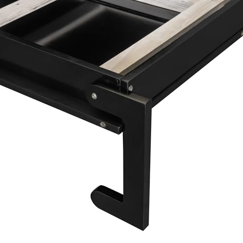 Queen Size Farmhouse Murphy Bed Cabinet with Charging Station, Foldable Platform Bed Frame with 2 Storage Drawers