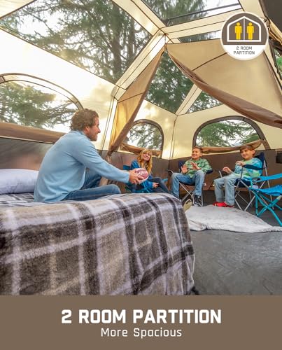 FanttikOutdoor Instant Cabin Tent 6/8/10/12 Person Camping Tent Setup in 60 Seconds with Rainfly & Windproof Portable with Carry Bag for Family