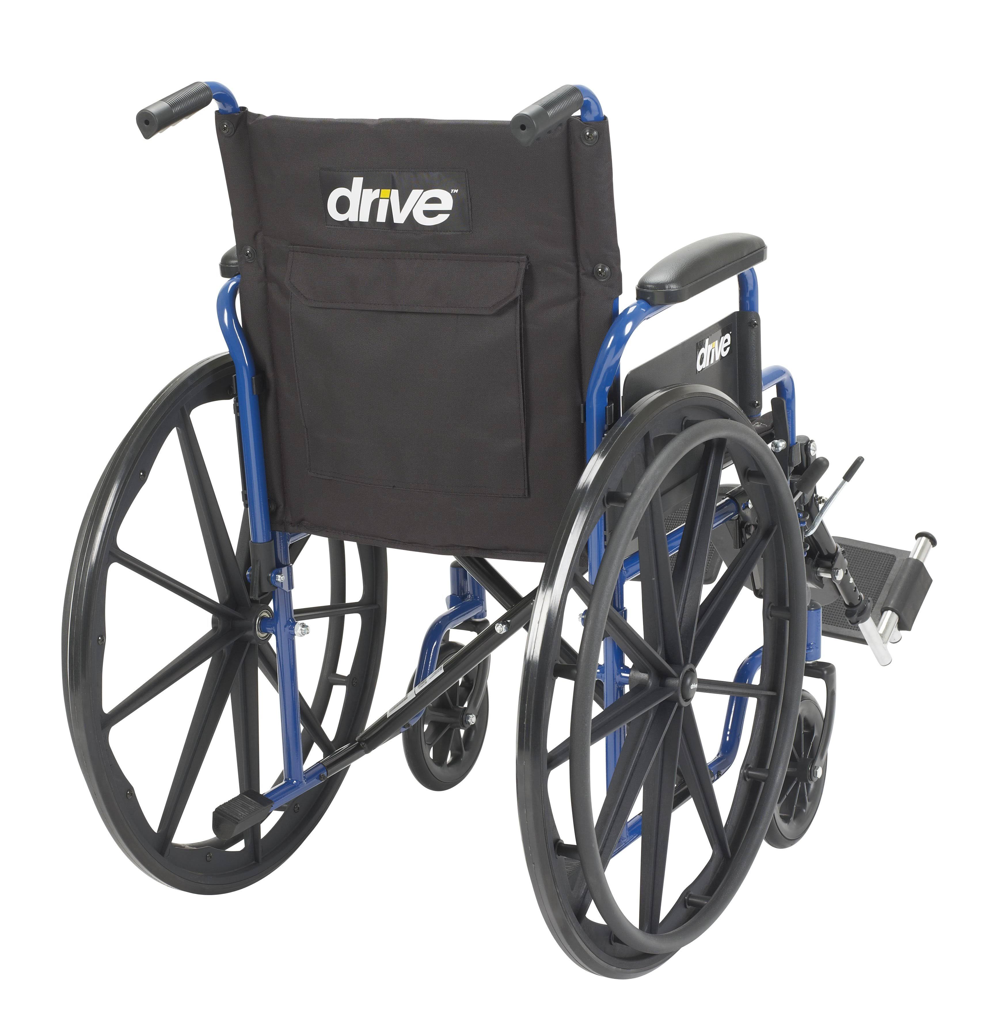 Drive Medical Blue Streak Wheelchair with Flip Back Desk Arms, Swing Away Footrests, 16x22 Seat