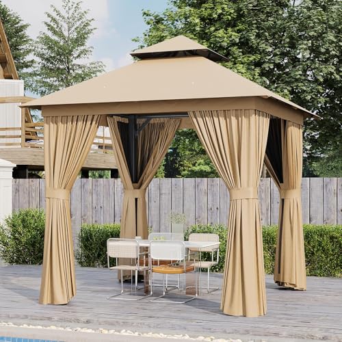 AOXUN Outdoor Gazebo for Patio 10x12, Metal Frame Canopy with Double Roofs