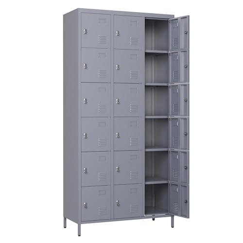 6 Doors Metal Lockers for Employees 72" H Storage Cabinet Lockable Locker with Shelves Steel Storage Locker for Gym School Office Home Requires