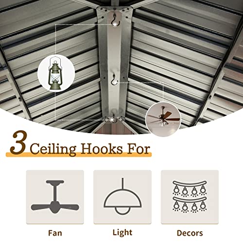 Domi 10' x 10' Hardtop Gazebo Outdoor Metal Gazebo with Galvanized Steel Double Roof Canopy, Curtains and Netting for Patio, Backyard, Deck