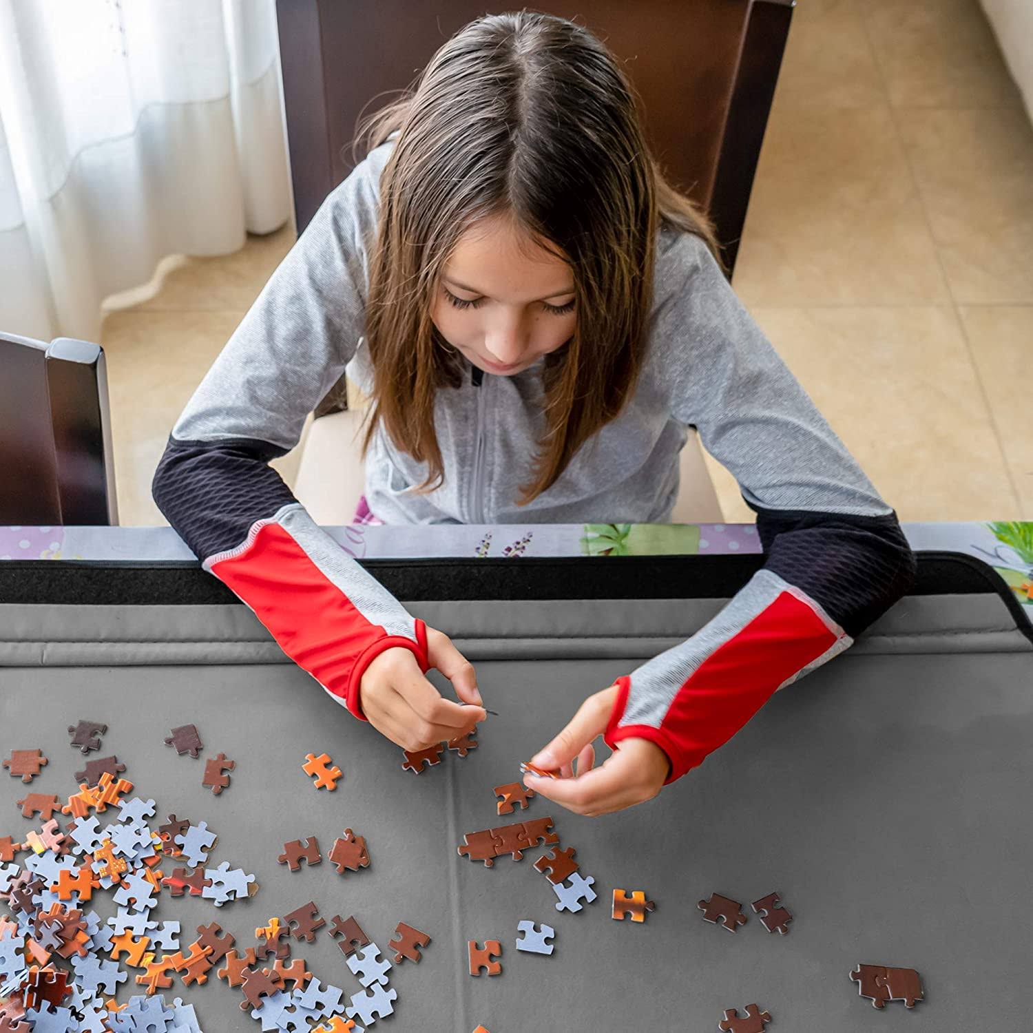 Jumbl 1000-Piece Puzzle Caddy | Portable Jigsaw Puzzle Mat, Organizer, Storage u0026 Travel Case with Non-Slip Felt Surface, [2]