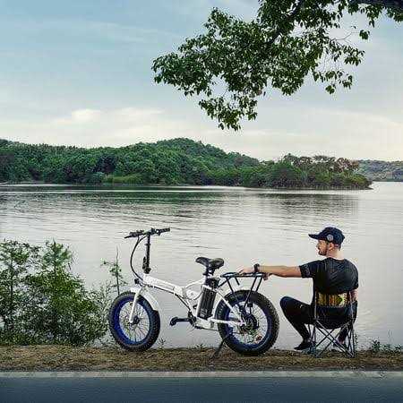 Ecotric Electric 20 inch x 4.0 Fat Tire Folding Bicycle 20mph 810 LED Display Removable Lithium-Ion Battery Beach Mountain Snow Electric Bike Moped