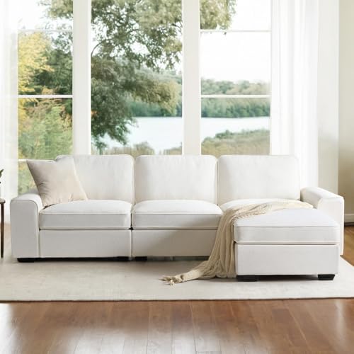 101" L Shaped Couch Modular Sectional Sofa with Storage Ottoman Chaise, Modern Modular Sofa, Comfy Sectional Couches for Living Room Apartment