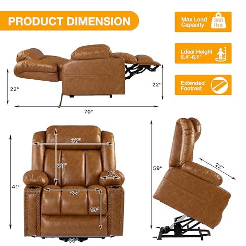 Triple Motor Large Power Lift Recliner Chair for Elderly with Heat and Massage, Lay Flat Lift Chairs for Seniors Infinite Position, Extended Footrest