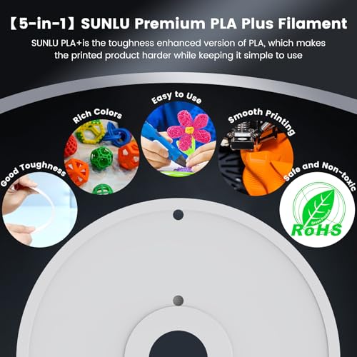 SUNLU 3D Printer Filament Bundle, PLA Plus Filament 10KG 1.75mm, Neatly Wound Filament for Most 3D Printer, 10 Colors, 1kg Spool