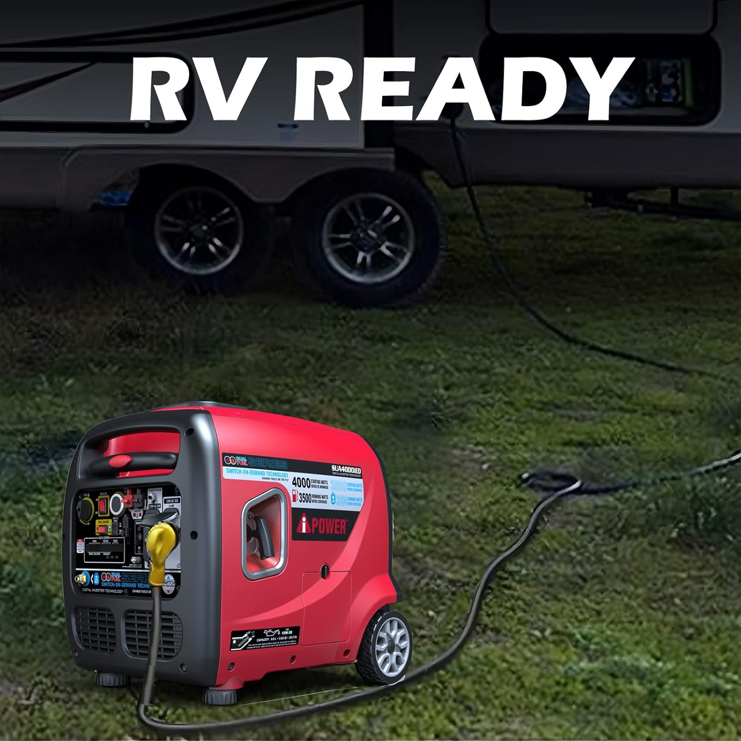 A-iPower SUA4000iED 4000 Watt Portable Inverter Generator Gas & Propane Powered, Small with Electric Start RV Ready for Camping, Tailgate
