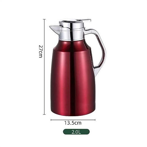 Thermal Coffee Carafe Big Capacity 2L Thermoses Thermal Hot Water Jug Double Layer 304 Stainless Steel Coffee Insulation Pot Home Insulated Coffee
