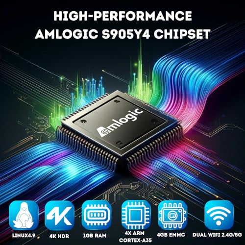Raxxio MAG544w3 TV Set-Top Box - 4K HDR TV Streaming Device with Amlogic S905Y4 Chipset, 1GB DDR4 RAM, 4GB Flash Memory, Dolby Digital Plus