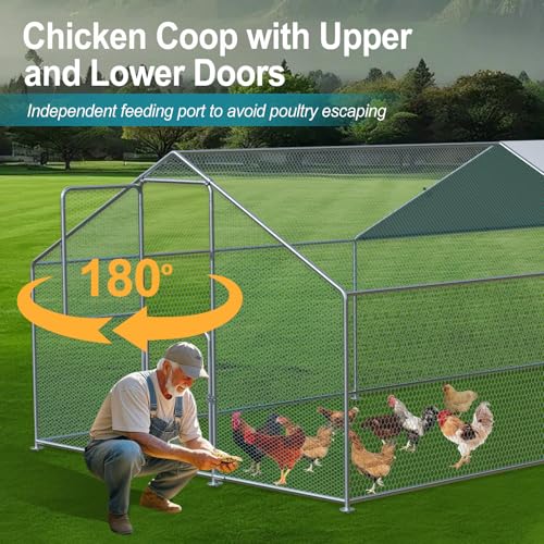 Large Chicken Coop, Chicken Coops for 30 Chickens, Chicken Runs for Yard with Water Poof & UV Resistance Cover