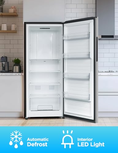 Commercial Cool 11.1 Cu. Ft. Convertible Freezer Refrigerator, Upright Fridge with Glass Shelves, Reversible Door, ENERGY STAR rated, Auto Defrost