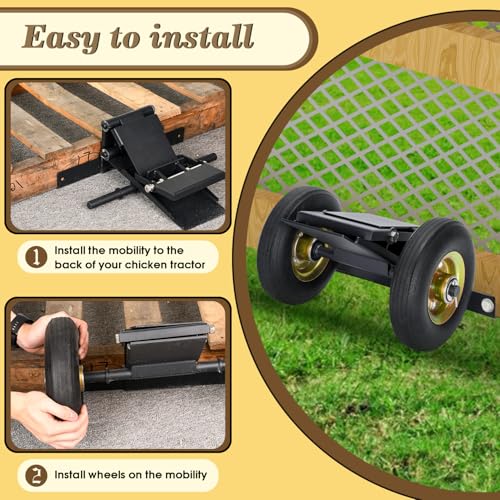 TOPOWN Chicken Coop Mover with Wheel System and Lift Design, Chicken Tractor Mobility Heavy Duty and Weatherproof