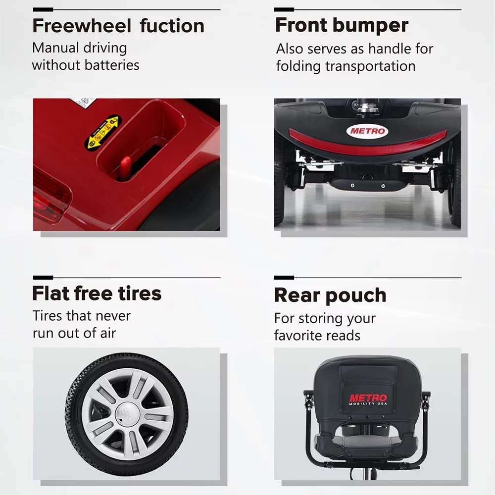 Outdoor Motorized Electric Carts for Senior, Heavy Duty Electric Scooters with 4 Wheel, Sliding Swivel Seat with Flip-Up Armrests for Adults
