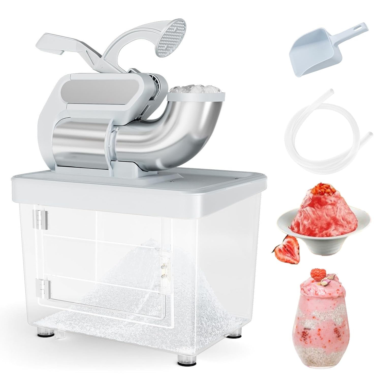 120V Commercial Shaved Ice Machine 660 LBS/H, ETL Approved 300W Snow Cone Machine with Dual Blades, Safety On/Off Switch, Electric Ice Crusher