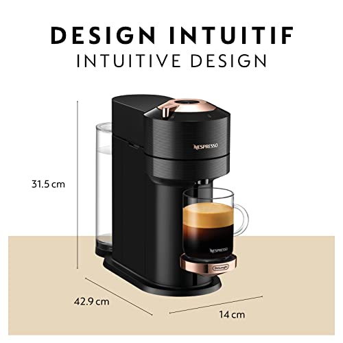 Nespresso Vertuo Next Coffee and Espresso Machine by De'Longhi, Black with Rose Gold