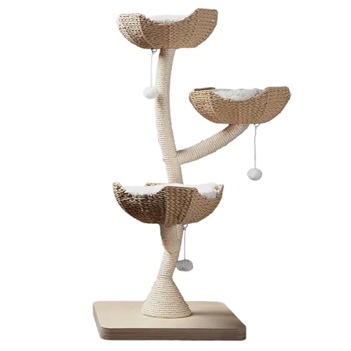 The Sanctuary Cat Tree - Luxury Cat Condo, Large Modern Indoor Tower with 3 Faux Fur Beds, Scratching Posts, and Toys for Cats