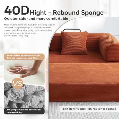 Convertible Sleeper Sofa Bed with Cylindrical Pillow, Comfy Foldable Sofa Bed Compressed Sofa in Box