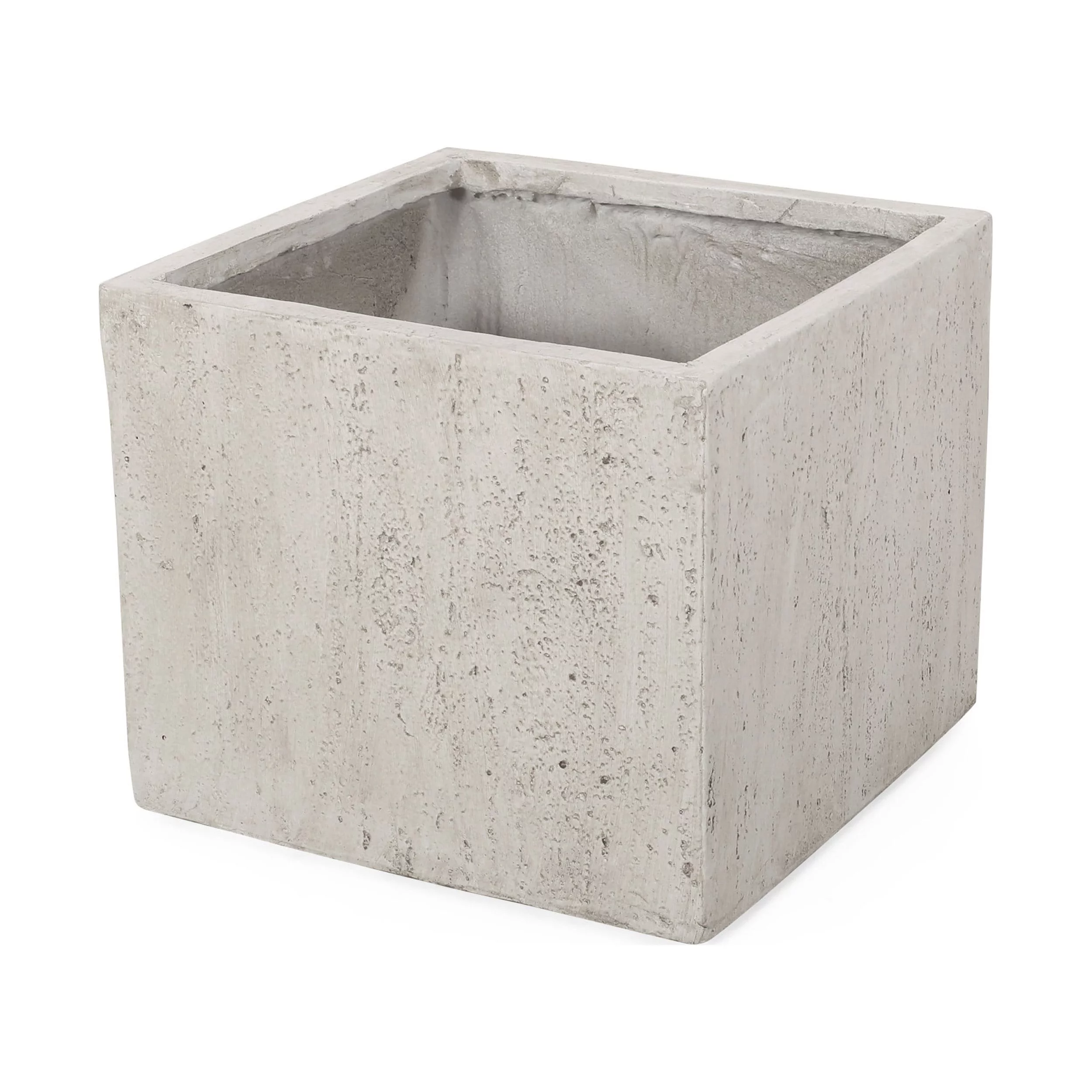 Noble House Ella Outdoor Modern Large Cast Stone Square Planter in White