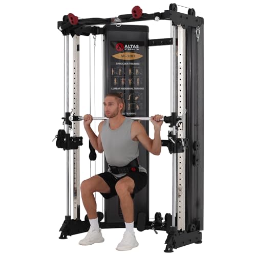 Altas Strength Folding Home Gym Smith Machine with Pulley System Gym Squat Rack Weight Bar Upper Body Strength Training Leg Developer Commercial