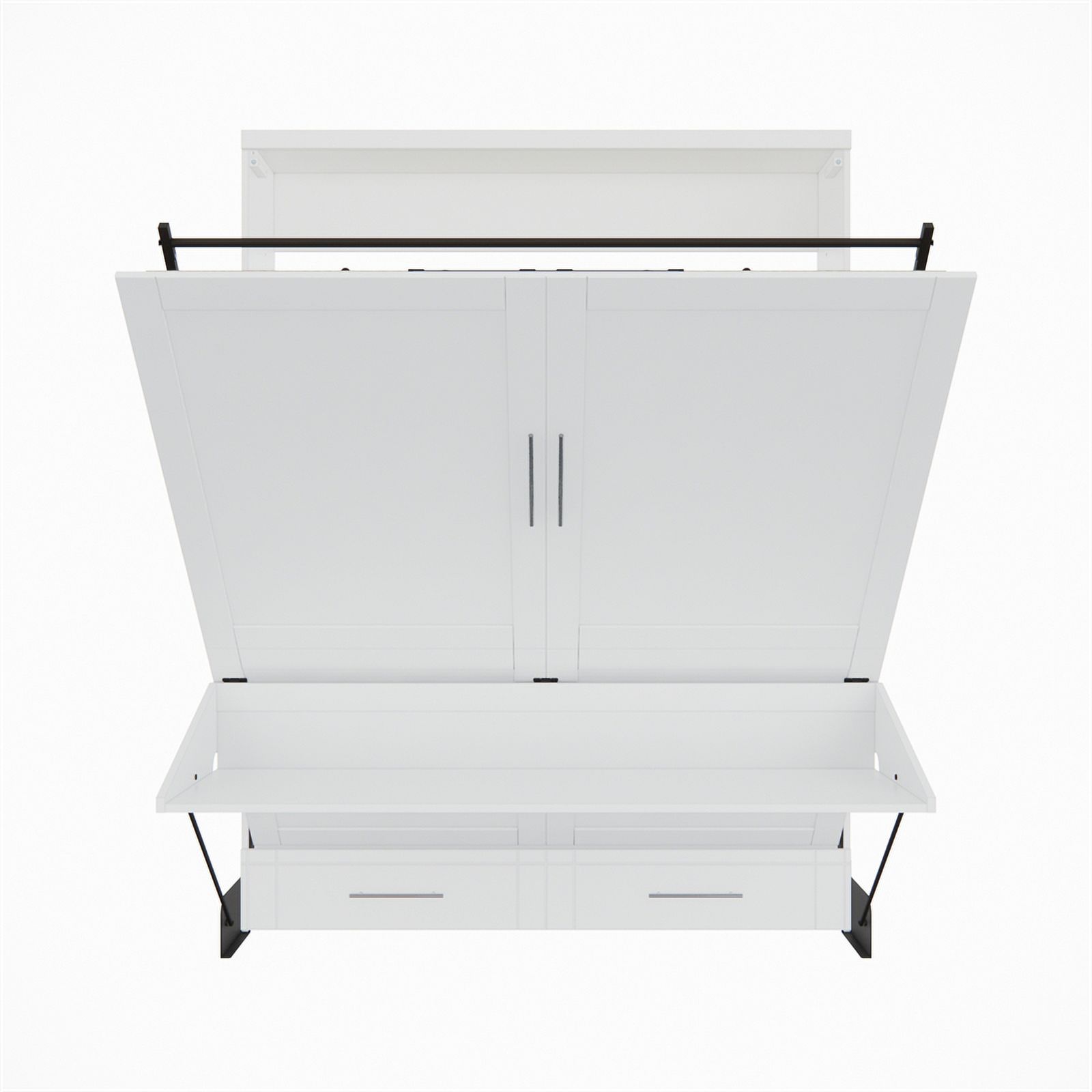 RoomAndLoft Brentwood Queen Solid Wood Murphy Wall Desk Bed in White
