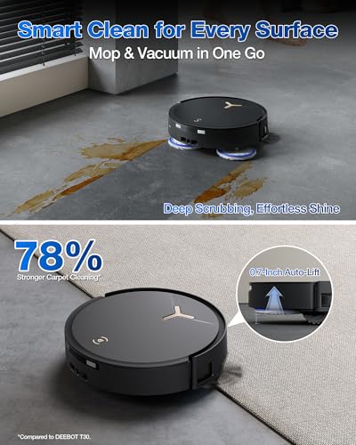 ECOVACS DEEBOT T50 MAX PRO Omni Robot Vacuum and Mop, 18,500Pa Suction, 18mm Auto-Lift, ZeroTangle &TruEdge 2.0, AIVI 3.0 Obstacle Avoidance