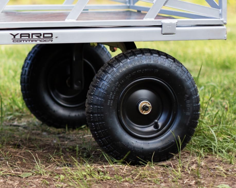 Yard Commander - 400LB Heavy Duty Tow Behind ATV Trailer Steel Dump Cart - 10-Cubic Feet Capacity - Garden Utility Trailer