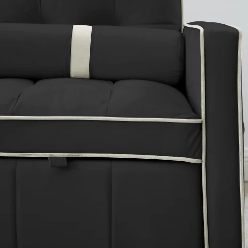 Modern 55.5" Pull Out Sleep Sofa Bed 2 Seater Loveseats Sofa Couch with side pockets