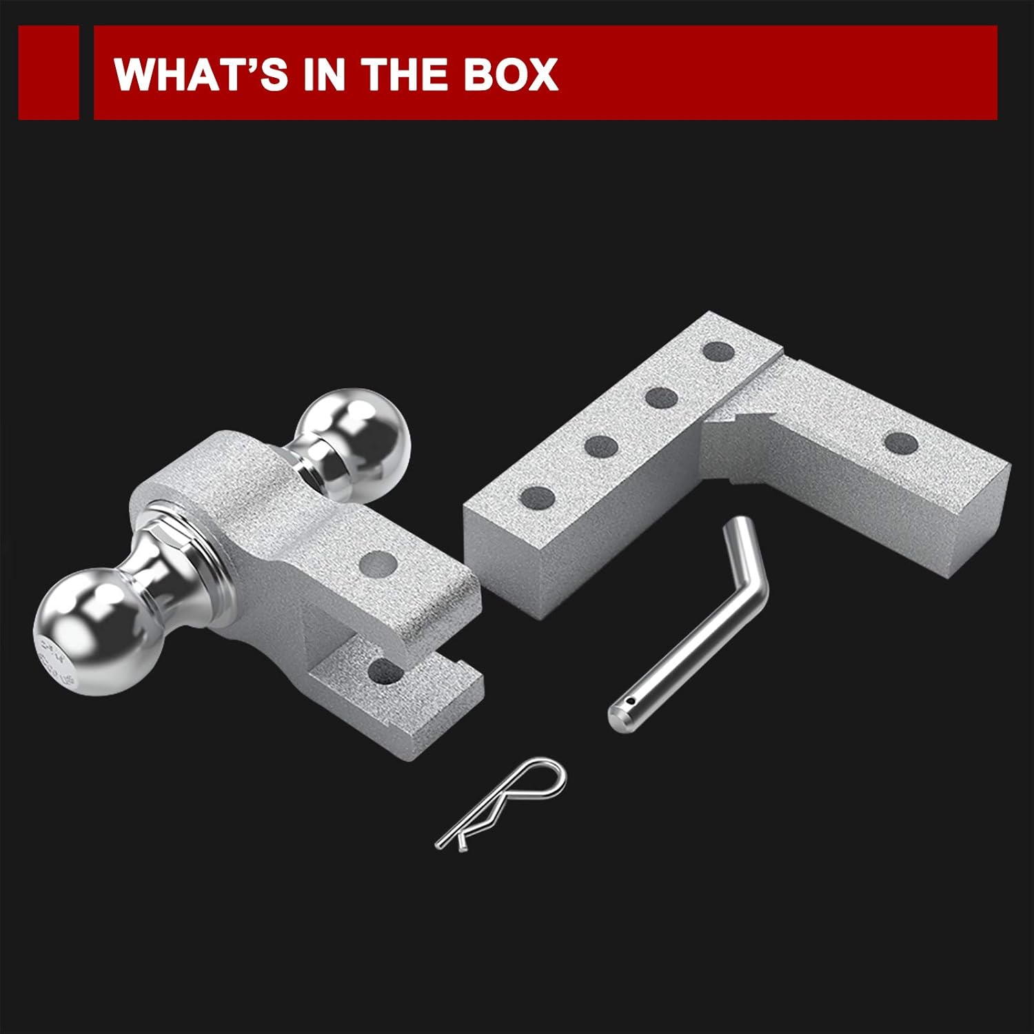 BUNKER INDUST Adjustable Trailer Hitch Fits 2" inch Receiver, Aluminum Rapid Hitch 6" Drop/Rise, 2-Inch and 2-5/16-Inch Hitch Dual Ball Mount 5