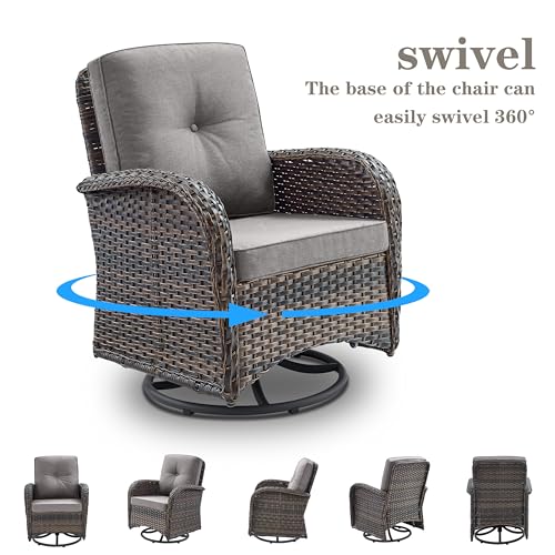Patio Wicker Chairs Swivel Rocker - Outdoor Swivel Rocking Chairs Set of 2 with Rattan Side Table