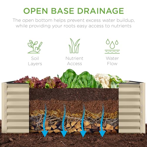 Best Choice Products 8x4x2ft Outdoor Metal Raised Garden Bed, Deep Root Planter Box for Vegetables, Flowers, Herbs