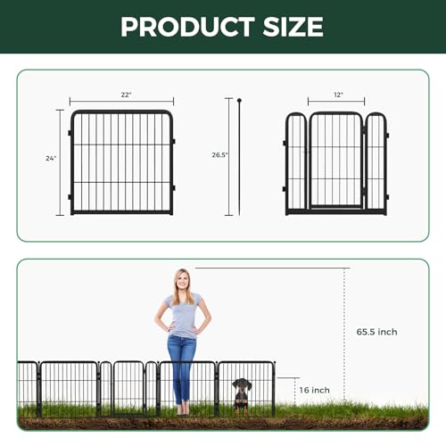 FXW Garden Fence 40in(H) x 36.0ft(L), 16 Panels Decorative Dog Fence Outdoor for The Yard – Heavy Duty Metal Animal Barrier for Dog and Rabbit