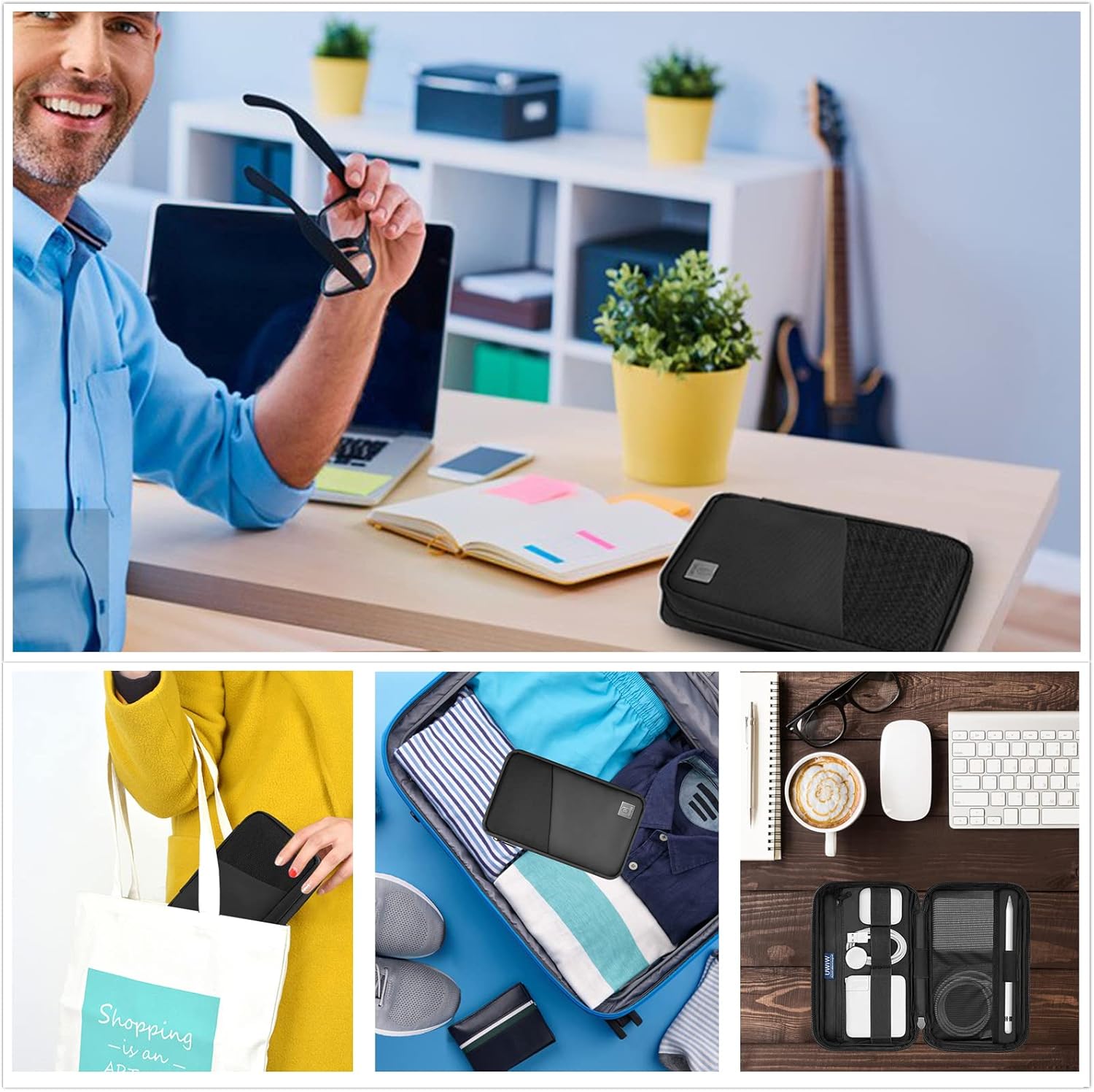 Electronics Organizer Bag Waterproof Travel Organizer Bag Electronics Accessories Pouch Bag Cable Storage Bag Portable Carrying Case for Cable Hard