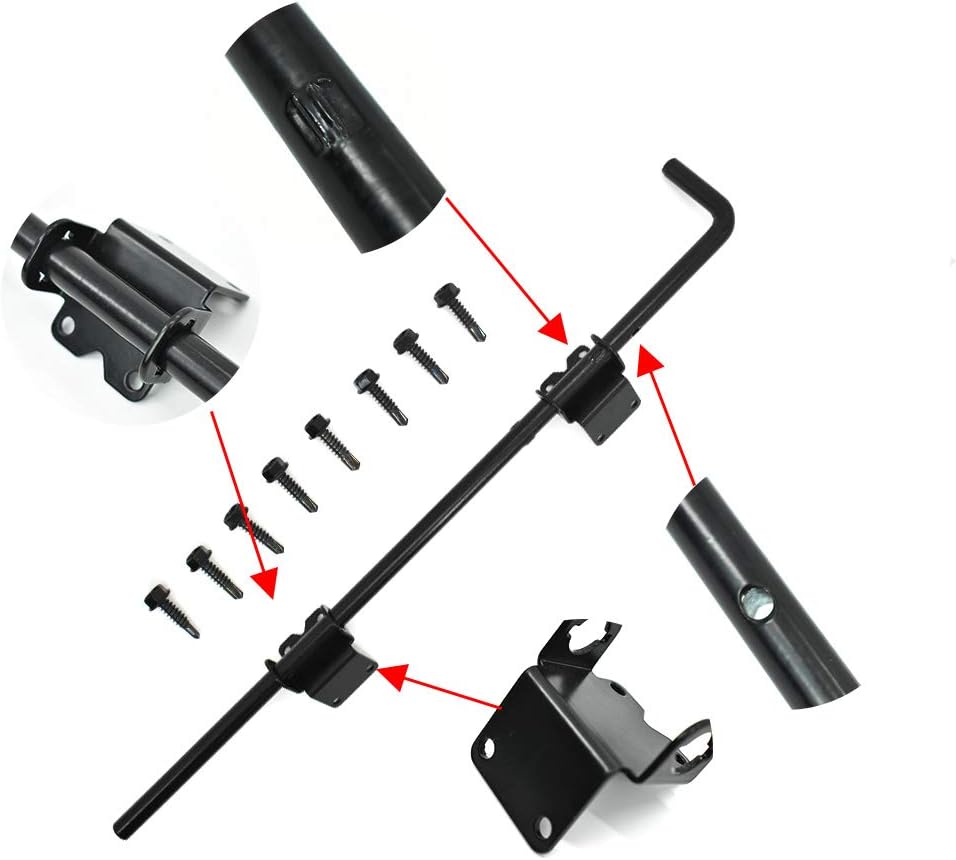Cane Bolt Heavy Duty Gate Drop Rod 36 inch Steel with Black Finish -2 Pack for Double Door