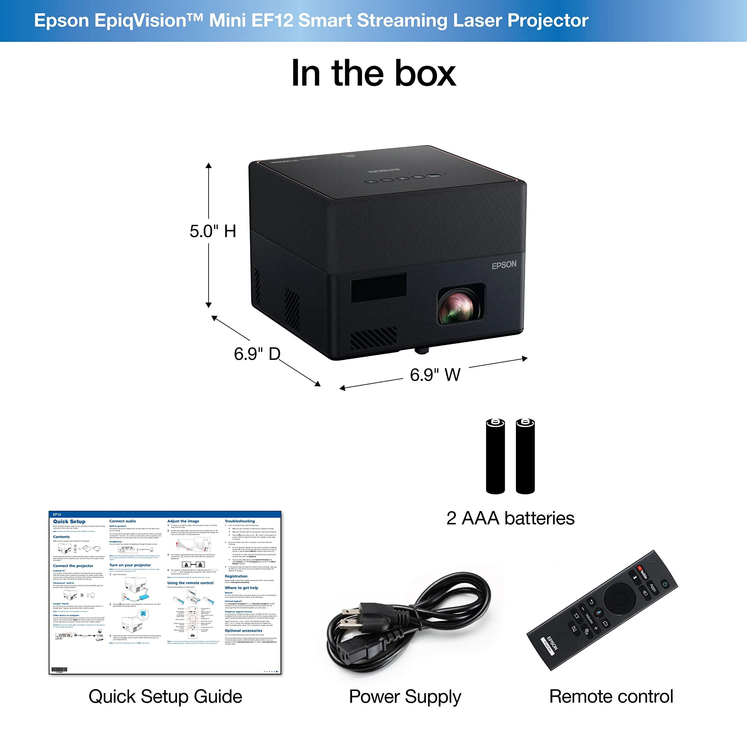 Epson EpiqVision Mini EF12 Smart Streaming Laser Projector
