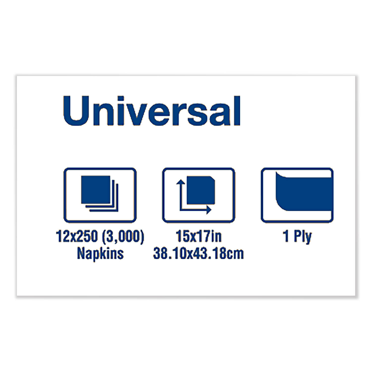 Universal White 1/8 Fold 1-Ply Dinner Napkins, 3000/Carton