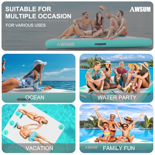 AWSUM Inflatable Floating Dock Air Dock Platform Floating Island Raft with None-Slip Surface for Pool Beach Ocean